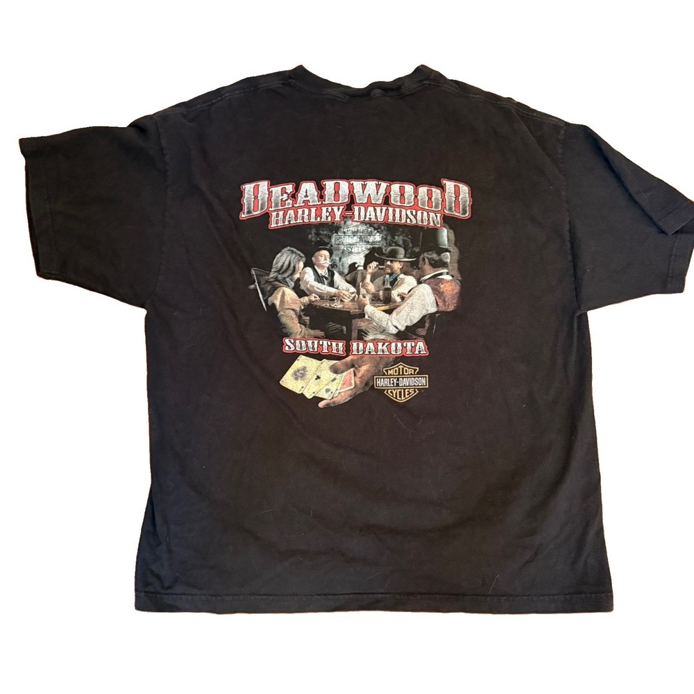 Vintage Harley Davidson Deadwood S Dakota Shirt Men's 2XL Poker Dead Man's Hand
